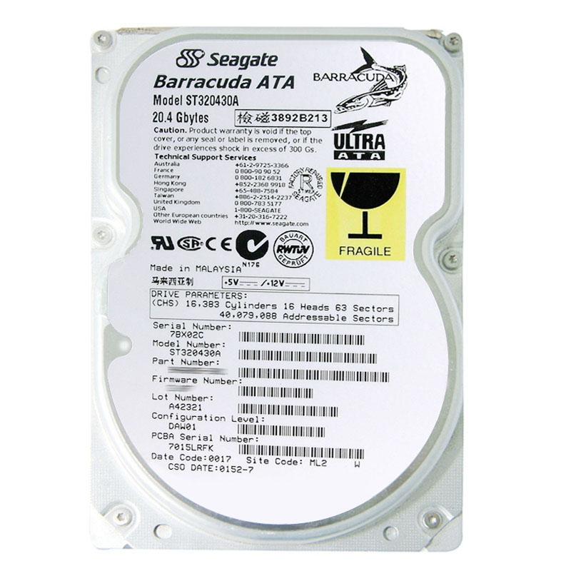 Seagate - 20.4GB 7.2K Ultra-ATA/66 3.5" 512KB Cache Hard Drive - ST320430A