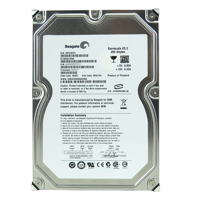 Seagate - 250GB 7.2K SATA 3.0Gbps 3.5" 32MB Cache Hard Drive - ST3250310NS