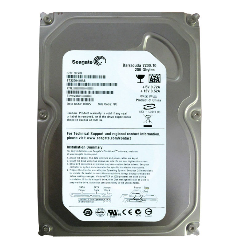 Seagate - 250GB 7.2K SATA 3.0Gbps 3.5" 16MB Cache Hard Drive - ST3250410AS