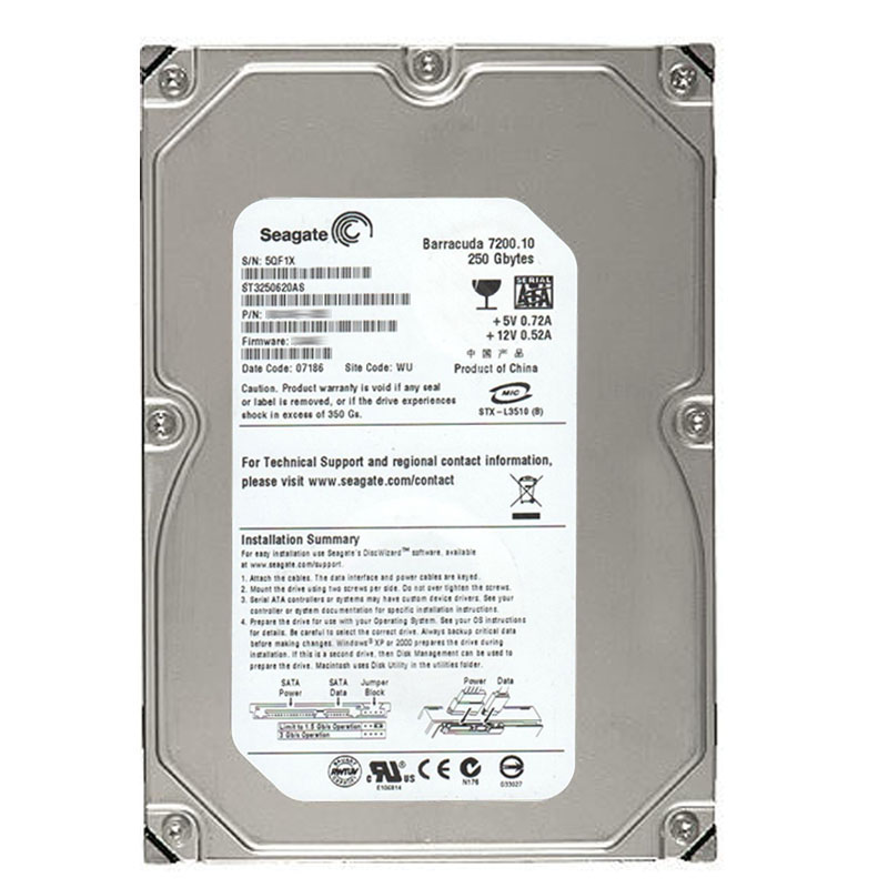 ST3250620AS.jpg Seagate - 250GB 7.2K SATA 3.0Gbps 3.5" 16MB Cache Hard Drive - ST3250620AS - Image 1