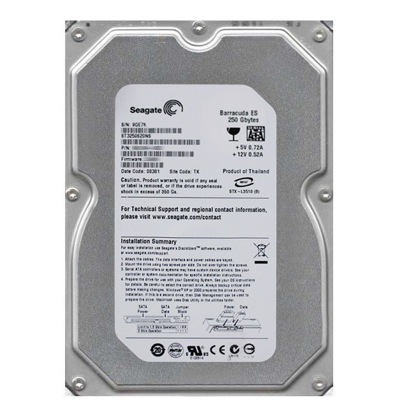 Seagate - 250GB 7.2K SATA 3.0Gbps 3.5" 16MB Cache Hard Drive - ST3250620NS