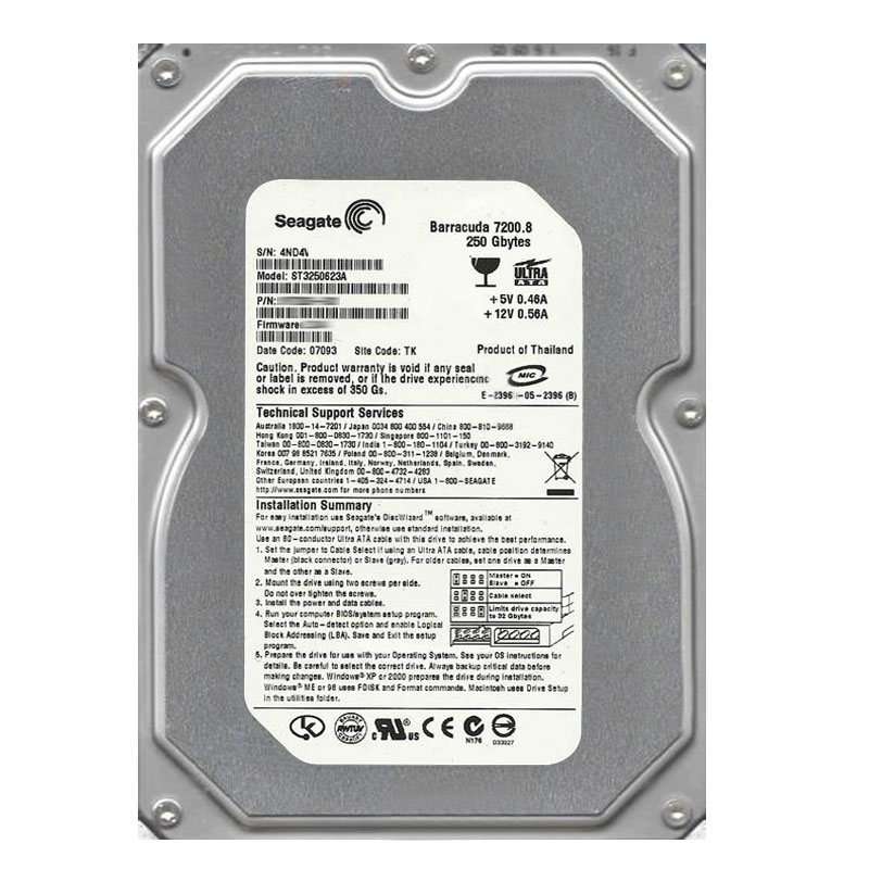 Seagate - 250GB 7.2K Ultra-ATA/100 3.5" 16MB Cache Hard Drive - ST3250623A