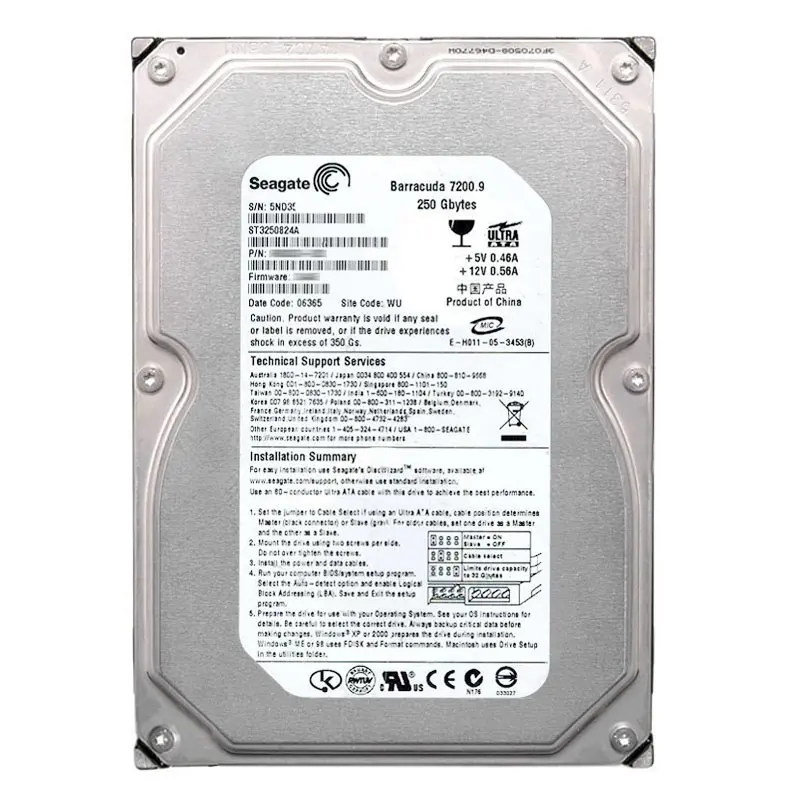 ST3250824A.jpg Seagate - 250GB 7.2K Ultra-ATA/100 3.5" 8MB Cache Hard Drive - ST3250824A - Image 1