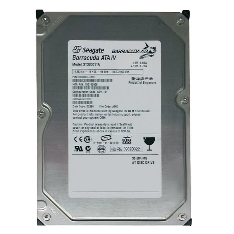 ST330011A.jpg Seagate - 30GB 7.2K Ultra-ATA/100 3.5" 2MB Cache Hard Drive - ST330011A - Image 1