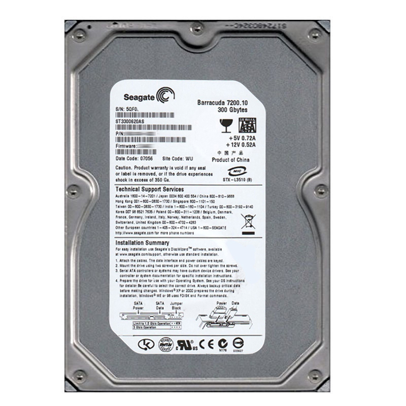 Seagate - 300GB 7.2K SATA 3.0Gbps 3.5" 16MB Cache Hard Drive - ST3300620AS
