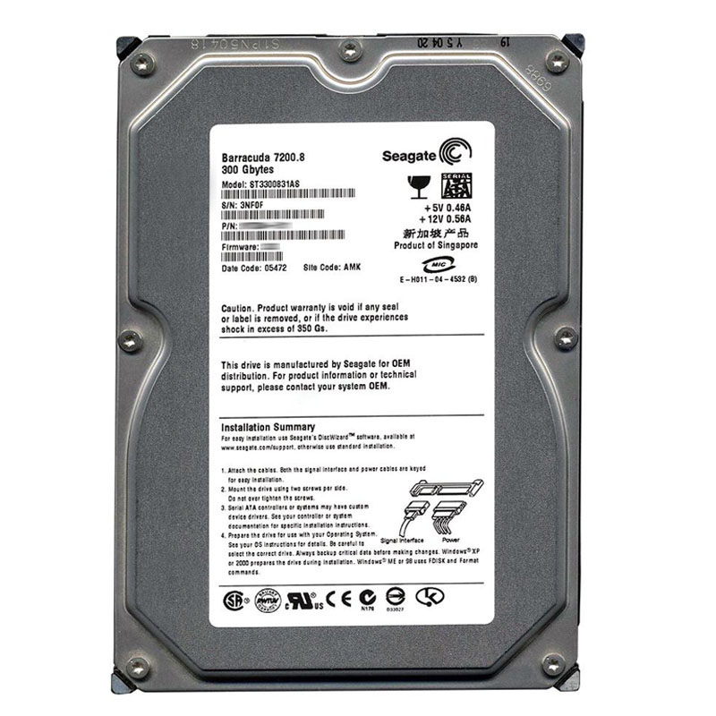 Seagate - 300GB 7.2K SATA 1.5Gbps 3.5" 8MB Cache Hard Drive - ST3300831AS