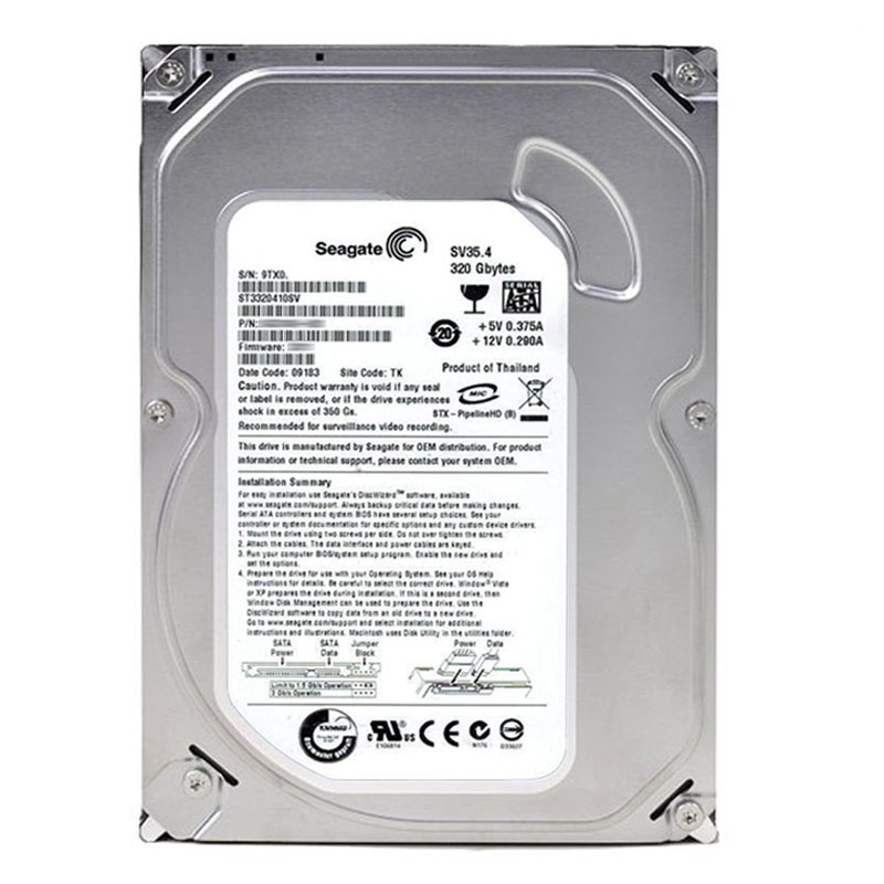 Seagate - 320GB 7.2K SATA 3.0Gbps 3.5" 16MB Cache Hard Drive - ST3320410SV