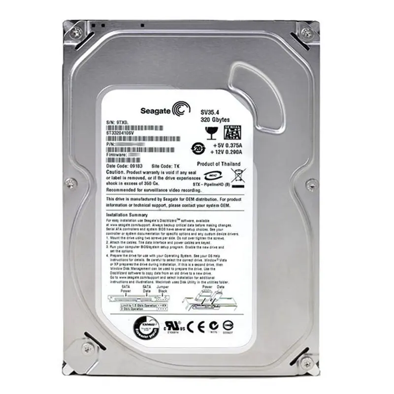 ST3320410SV.jpg Seagate - 320GB 7.2K SATA 3.0Gbps 3.5" 16MB Cache Hard Drive - ST3320410SV - Image 1
