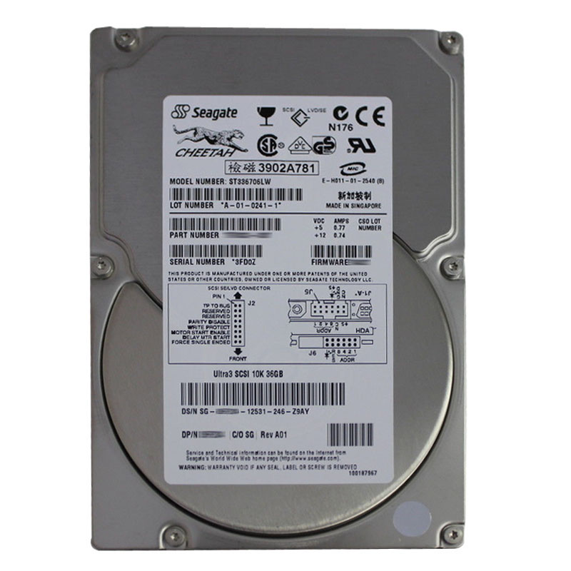 ST336706LW.jpg Seagate - 36.7GB 10K 68-PIN Ultra-160 SCSI 3.5" 4MB Cache Hard Drive - ST336706LW - Image 1