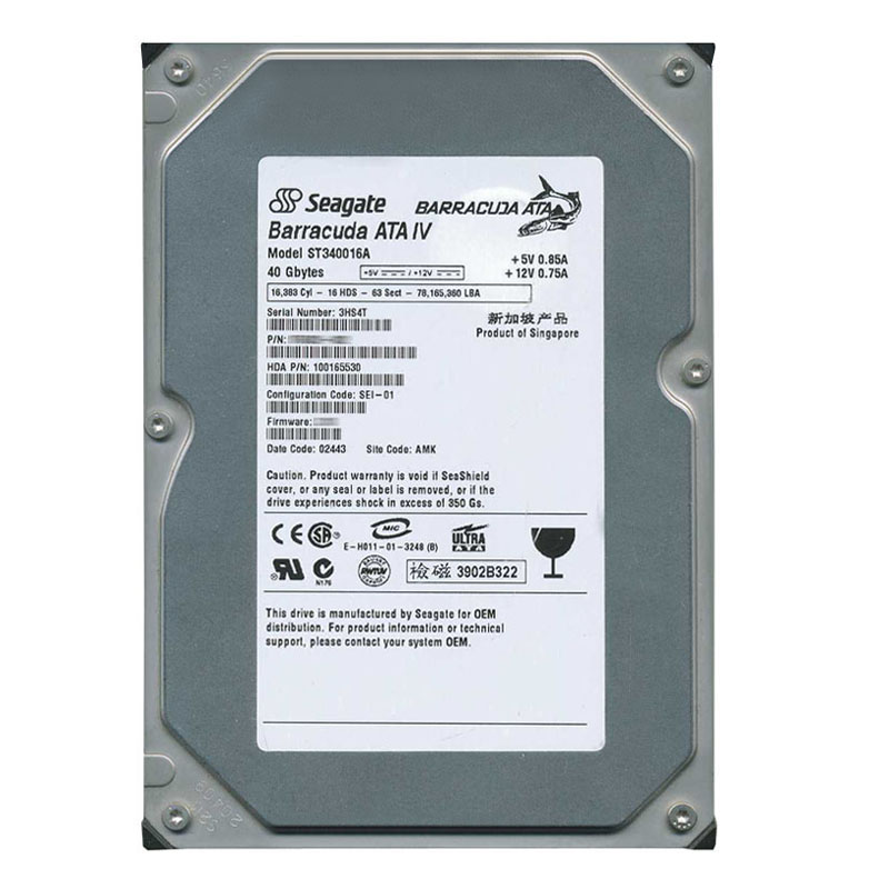Seagate - 40GB 7.2K Ultra-ATA/100 3.5" 2MB Cache Hard Drive - ST340016A