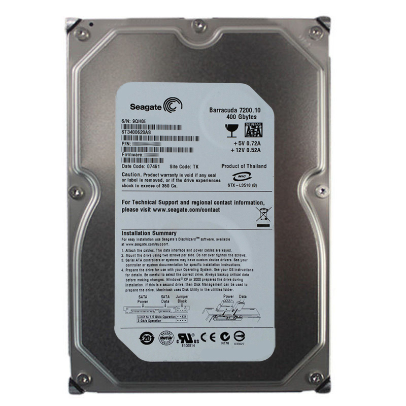 Seagate - 400GB 7.2K SATA 3.0Gbps 3.5" 16MB Cache Hard Drive - ST3400620AS