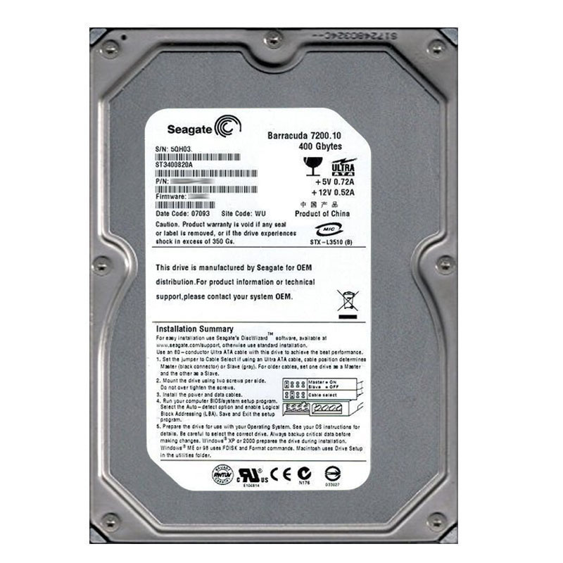 Seagate - 400GB 7.2K Ultra-ATA/100 3.5" 8MB Cache Hard Drive - ST3400820A