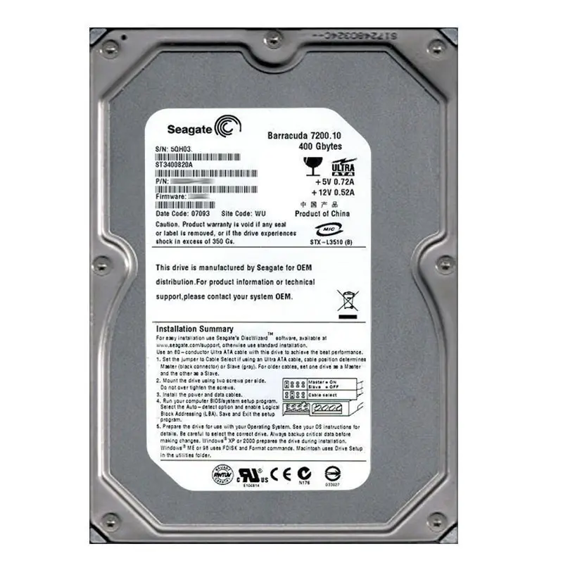 ST3400820A.jpg Seagate - 400GB 7.2K Ultra-ATA/100 3.5" 8MB Cache Hard Drive - ST3400820A - Image 1