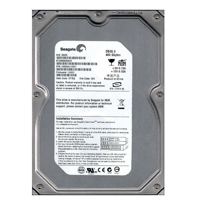 Seagate - 400GB 7.2K Ultra-ATA/100 3.5" 8MB Cache Hard Drive - ST3400820ACE