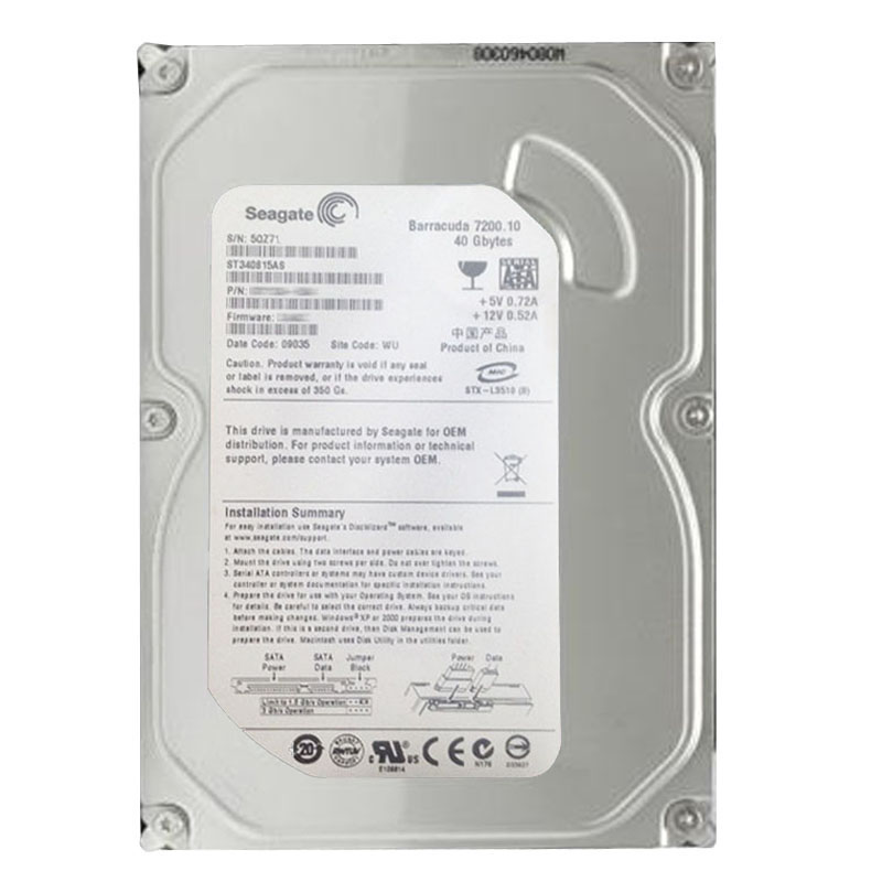 Seagate - 40GB 7.2K SATA 3.0Gbps 3.5" 8MB Cache Hard Drive - ST340815AS