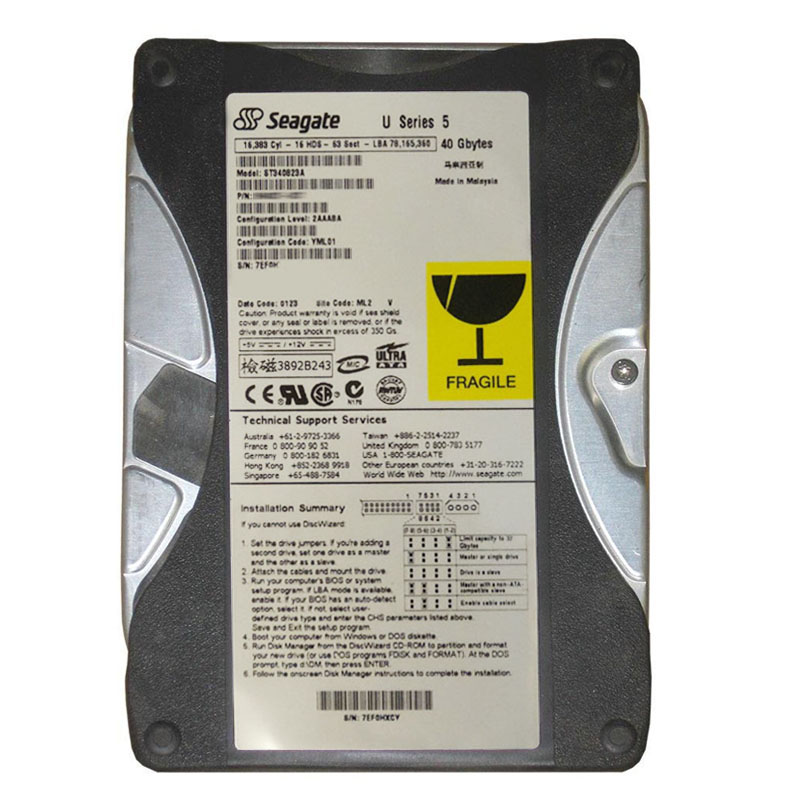 Seagate - 40GB 5.4K Ultra-ATA/100 3.5" 512KB Cache Hard Drive - ST340823A