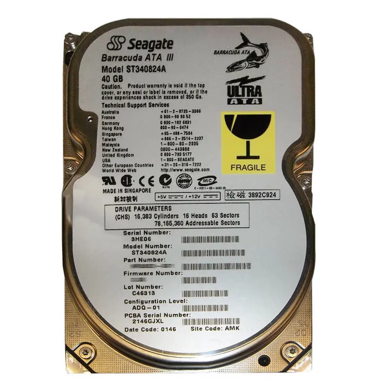 ST340824A.jpg Seagate - 40GB 7.2K Ultra-ATA/100 3.5" 2MB Cache Hard Drive - ST340824A - Image 1