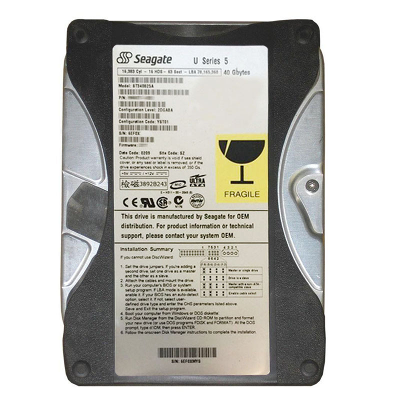 Seagate - 40GB 5.4K ATA/IDE 3.5" 2MB Cache Hard Drive - ST340825A