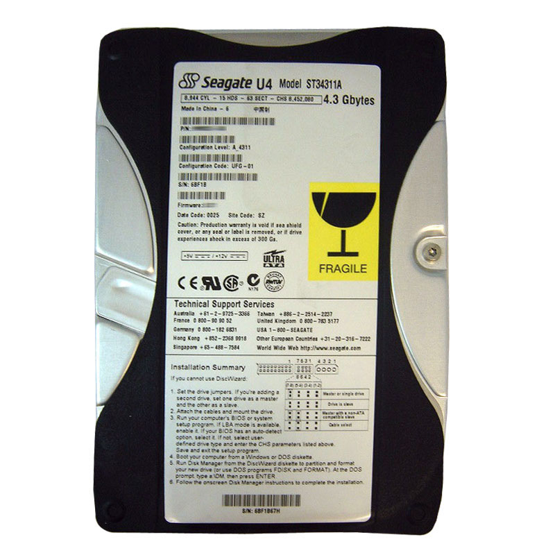 Seagate - 4.3GB 5.4K Ultra-ATA 3.5" 256KB Cache Hard Drive - ST34311A