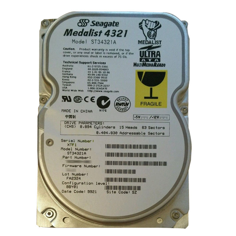 Seagate - 4.3GB 5.4K Ultra-ATA 3.5" 128KB Cache Hard Drive - ST34321A