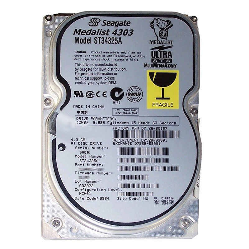 Seagate - 4.3GB 5.4K Ultra-ATA/66 3.5" Hard Drive - ST34325A