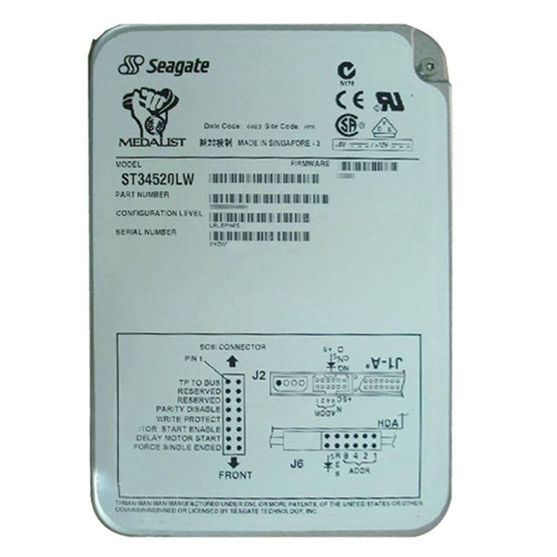 ST34520LW.jpg Seagate - 4.5GB 7.2K 68-PIN SCSI 3.5" 512KB Cache Hard Drive - ST34520LW - Image 1