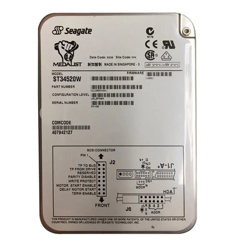 ST34520W.jpg Seagate - 4.5GB 7.2K 68-PIN Ultra Wide SCSI 3.5" 512KB Cache Hard Drive - ST34520W - Image 1