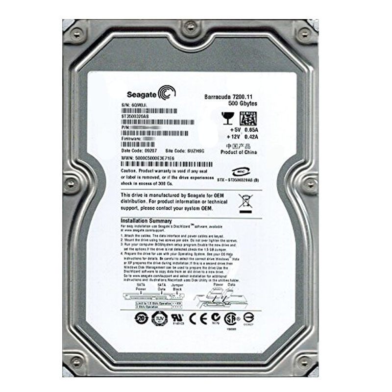 Seagate - 500GB 7.2K SATA 3.0Gbps 3.5" 32MB Cache Hard Drive - ST3500320AS