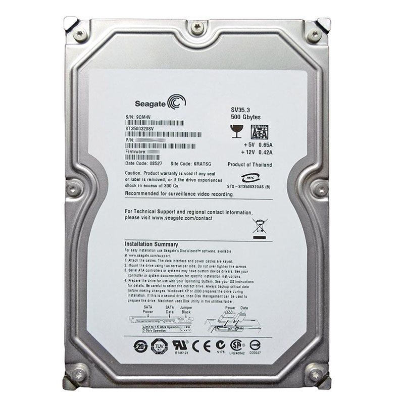 Seagate - 500GB 7.2K SATA 3.0Gbps 3.5" 32MB Cache Hard Drive - ST3500320SV