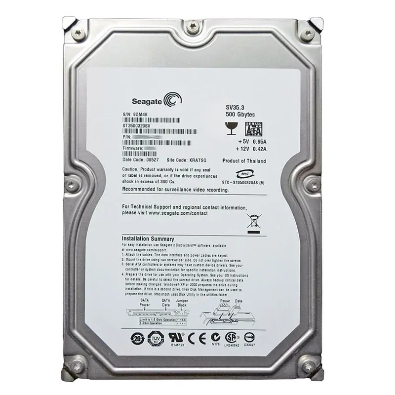 ST3500320SV.jpg Seagate - 500GB 7.2K SATA 3.0Gbps 3.5" 32MB Cache Hard Drive - ST3500320SV - Image 1