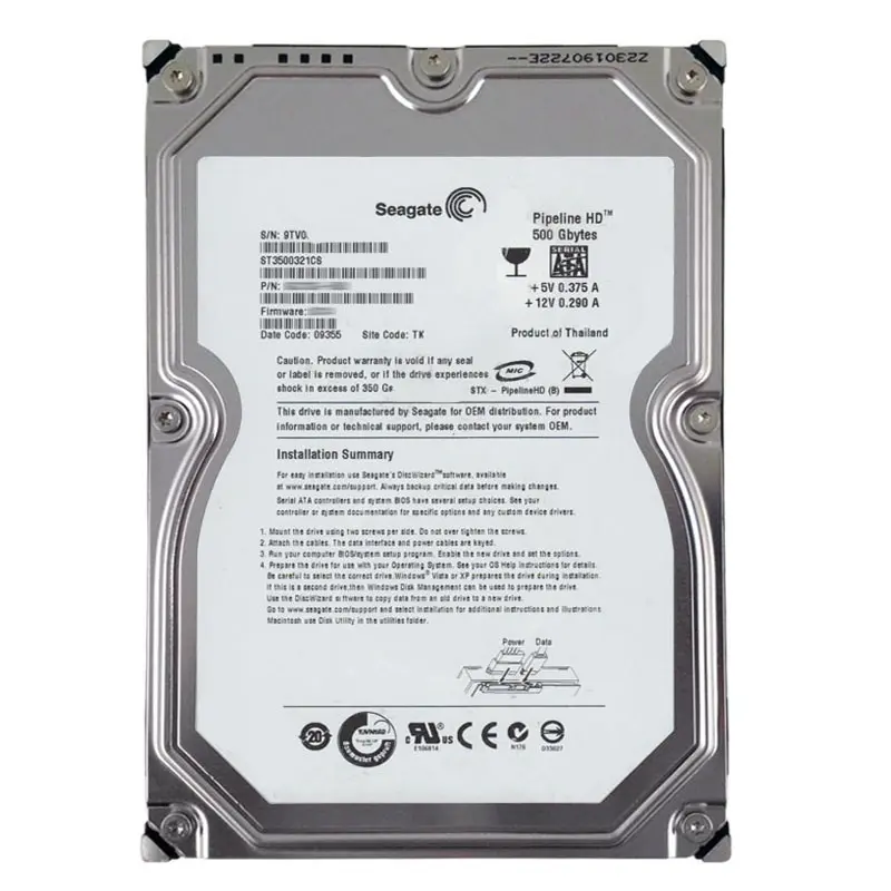 ST3500321CS.jpg Seagate - 500GB 5.9K SATA 3.0Gbps 3.5" 8MB Cache Hard Drive - ST3500321CS - Image 1