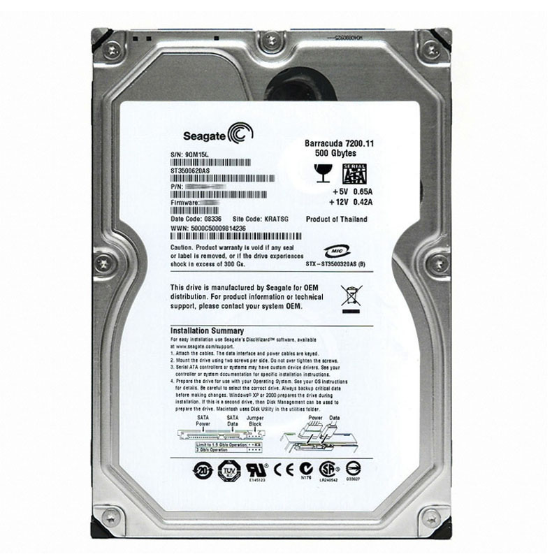 Seagate - 500GB 7.2K SATA 3.0Gbps 3.5" 16MB Cache Hard Drive - ST3500620AS