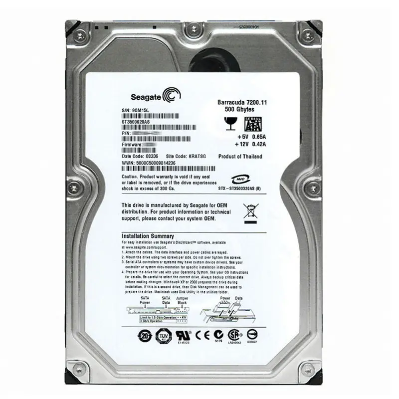 ST3500620AS.jpg Seagate - 500GB 7.2K SATA 3.0Gbps 3.5" 16MB Cache Hard Drive - ST3500620AS - Image 1