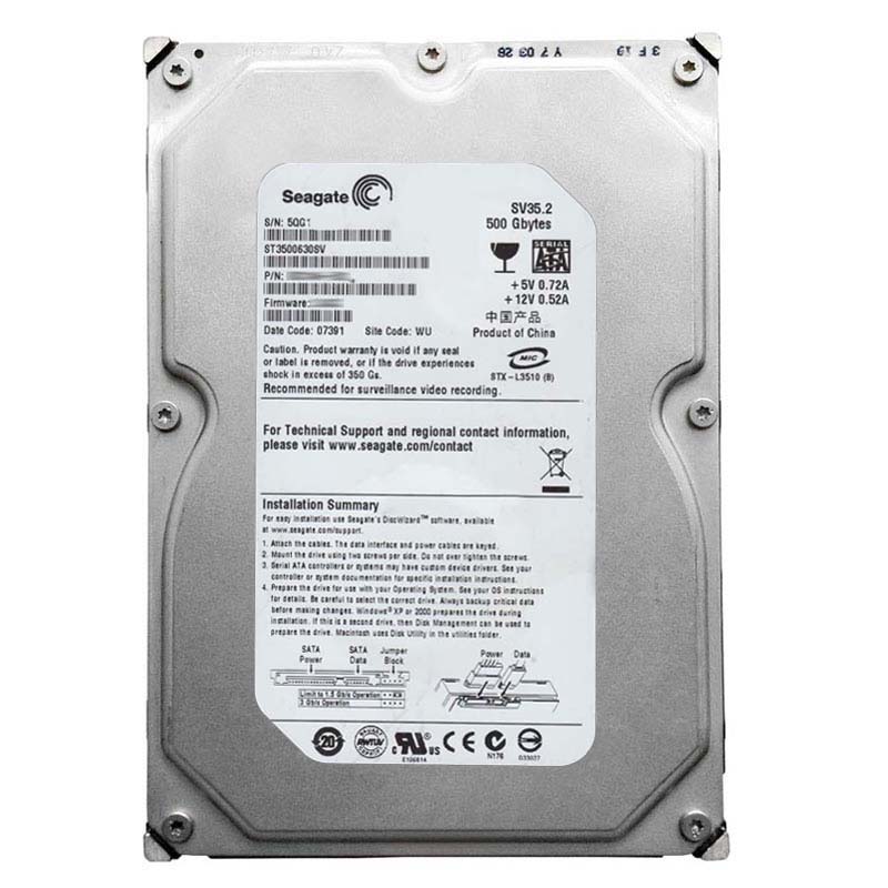 ST3500630SV.jpg Seagate - 500GB 7.2K SATA 3.0Gbps 3.5" 16MB Cache Hard Drive - ST3500630SV - Image 1