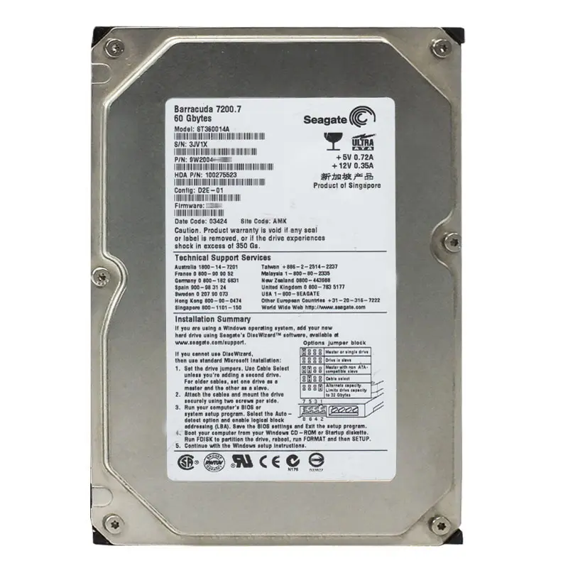ST360014A.jpg Seagate - 60GB 7.2K Ultra-ATA/100 3.5" 2MB Cache Hard Drive - ST360014A - Image 1