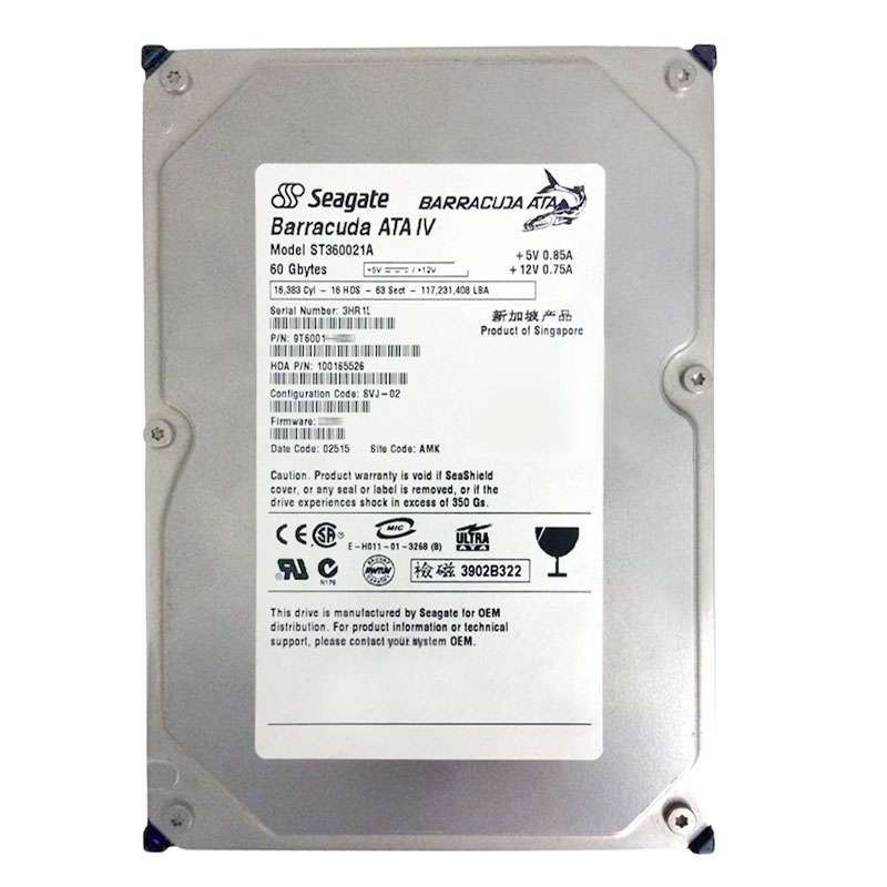 ST360021A.jpg Seagate - 60GB 7.2K Ultra-IDE ATA/100 3.5" 2MB Cache Hard Drive - ST360021A - Image 1