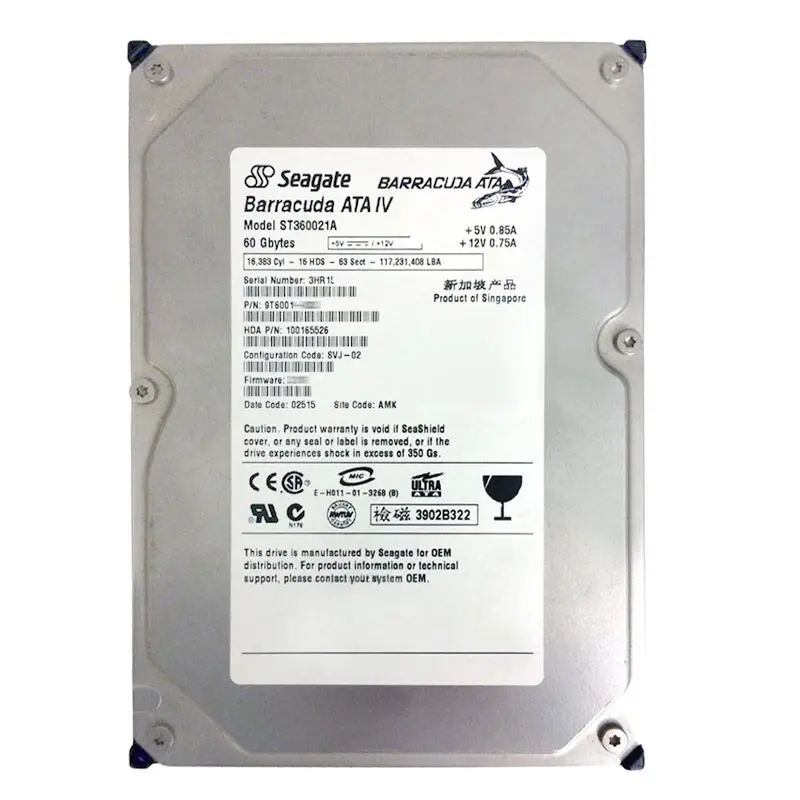 ST360021A.jpg Seagate - 60GB 7.2K Ultra-IDE ATA/100 3.5" 2MB Cache Hard Drive - ST360021A - Image 1