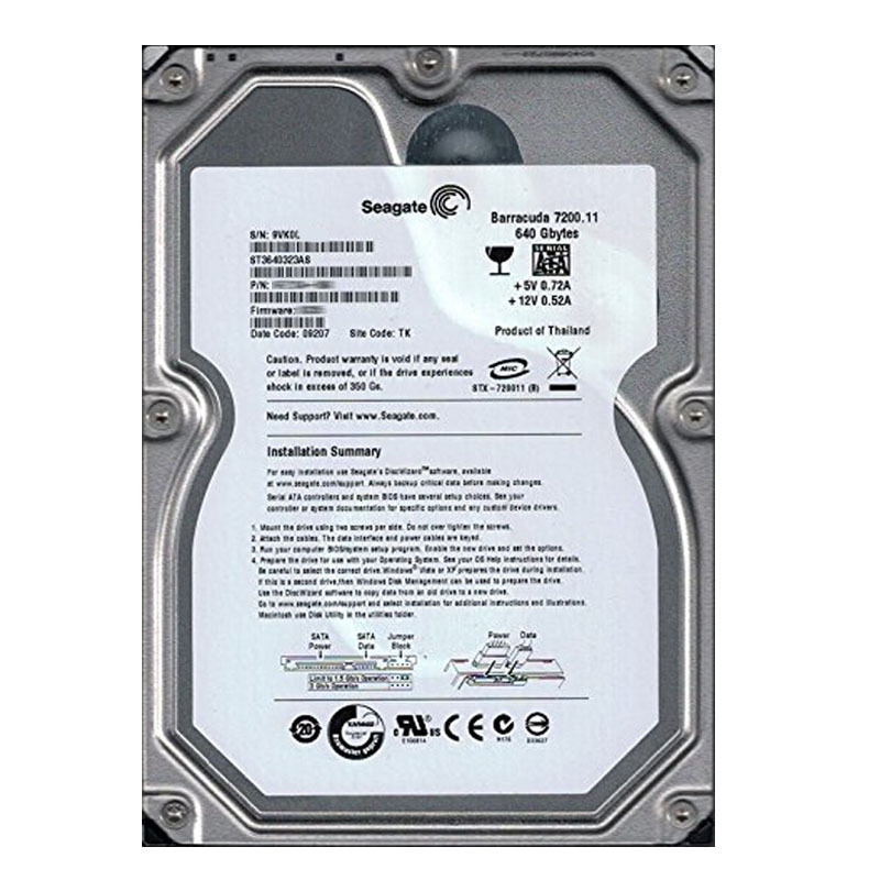 Seagate - 640GB 7.2K SATA 3.0Gbps 3.5" 32MB Cache Hard Drive - ST3640323AS