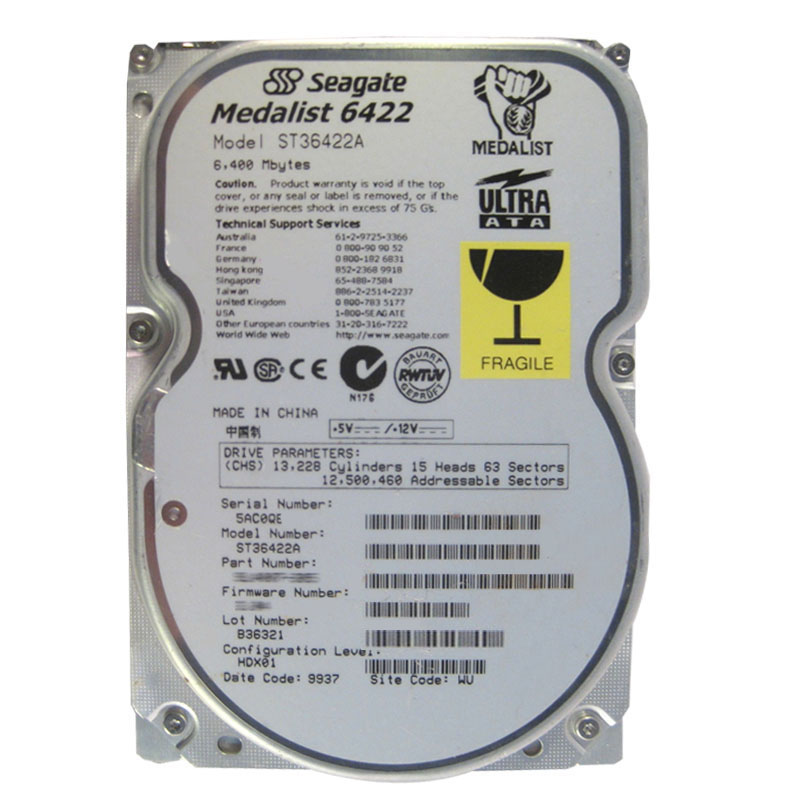 Seagate - 6.4GB 5.4K Ultra-ATA/33 3.5" 256KB Cache Hard Drive - ST36422A