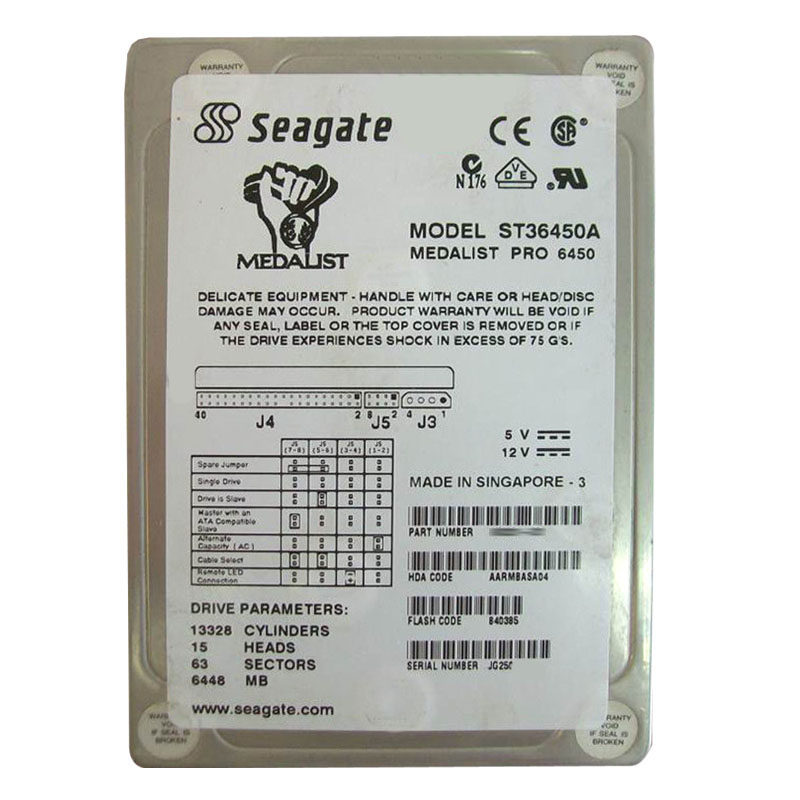 Seagate - 6.45GB 5.4K ATA-2 Fast 3.5" 512KB Cache Hard Drive - ST36450A