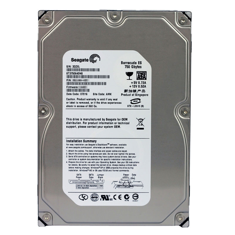 Seagate - 750GB 7.2K SATA 3.0Gbps 3.5" 16MB Cache Hard Drive - ST3750640NS
