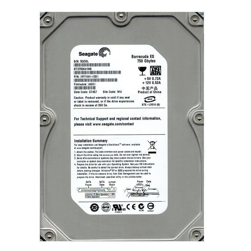 Seagate - 750GB 7.2K SATA 3.0Gbps 3.5" 16MB Cache Hard Drive - ST3750641NS