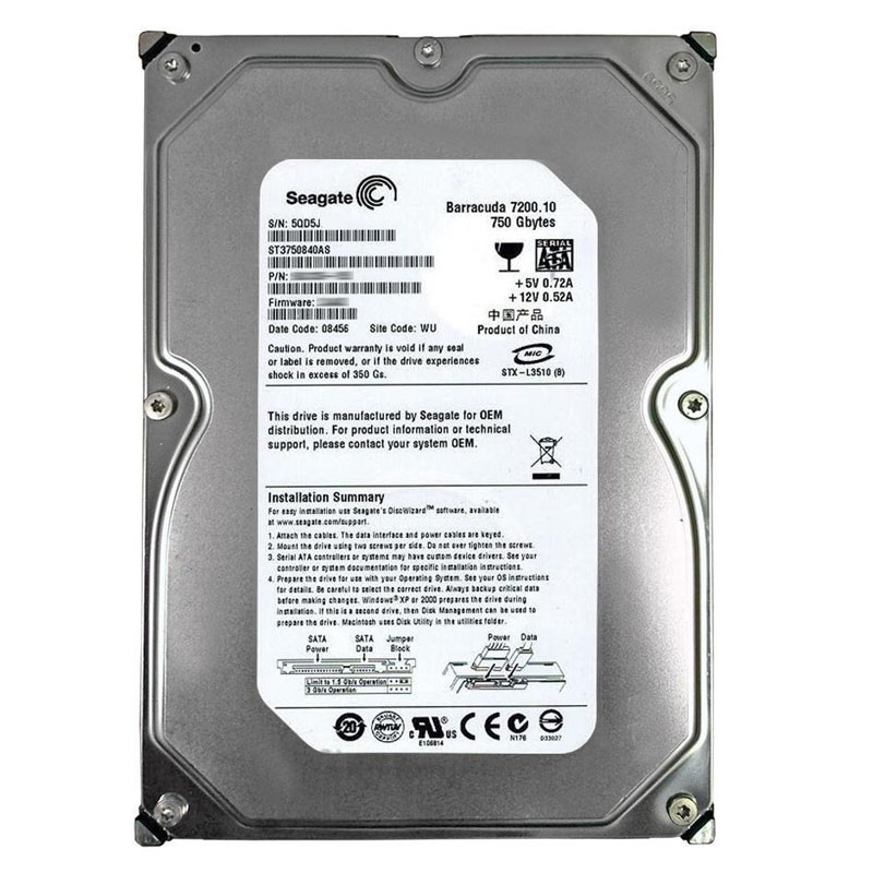 Seagate - 750GB 7.2K SATA 3.0Gbps 3.5" 8MB Cache Hard Drive - ST3750840AS
