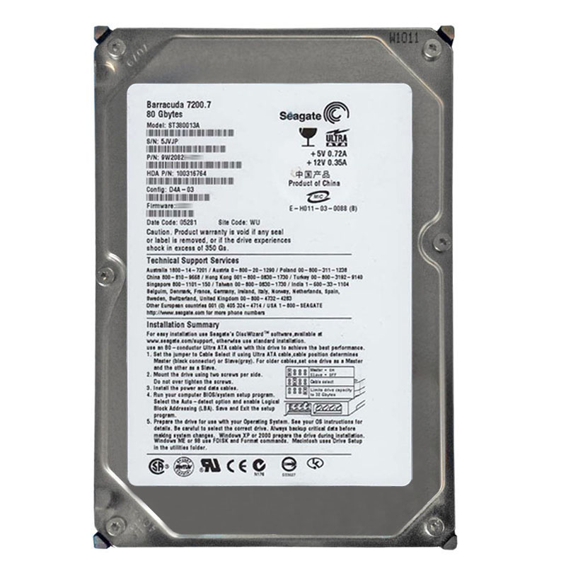 ST380013A.jpg Seagate - 80GB 7.2K Ultra-ATA/100 3.5" 8MB Cache Hard Drive - ST380013A - Image 1