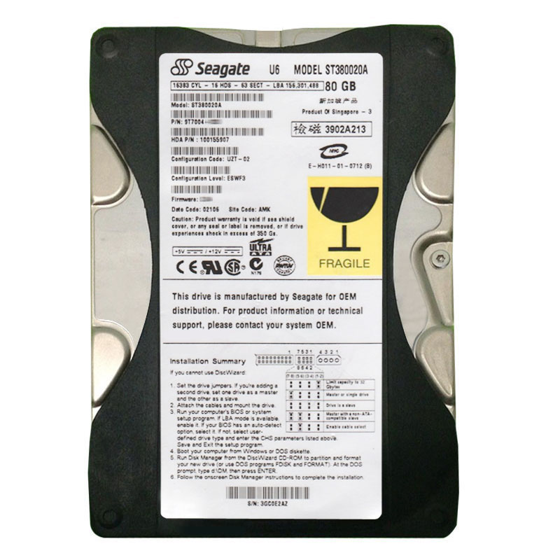 Seagate - 80GB 5.4K Ultra-IDE ATA/100 3.5" 2MB Cache Hard Drive - ST380020A