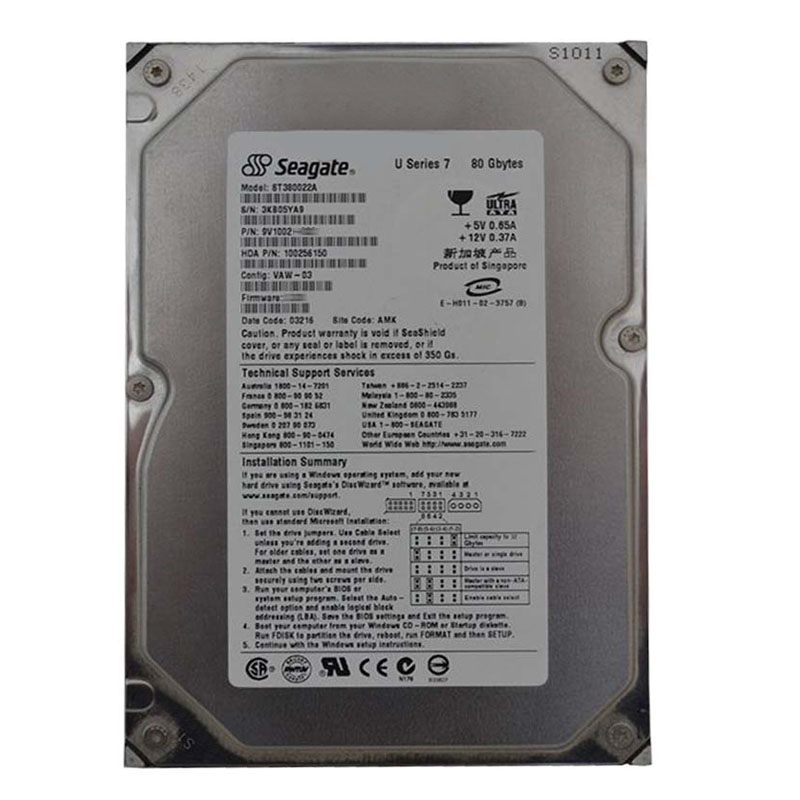 Seagate - 80GB 5.4K Ultra-IDE ATA/100 3.5" 1MB Cache Hard Drive - ST380022A