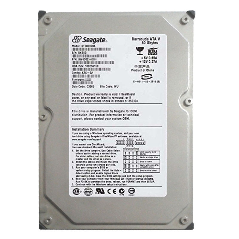 Seagate - 80GB 7.2K Ultra-IDE ATA/100 3.5" 2MB Cache Hard Drive - ST380023A