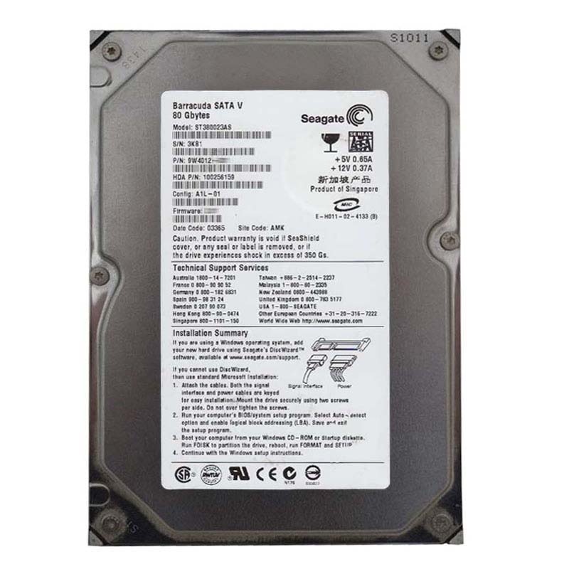 Seagate - 80GB 7.2K SATA 1.5Gbps 3.5" 8MB Cache Hard Drive - ST380023AS