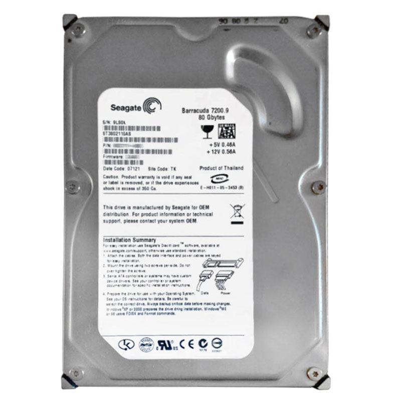 Seagate - 80GB 7.2K SATA 3.5" 2MB Cache Hard Drive - ST3802110AS