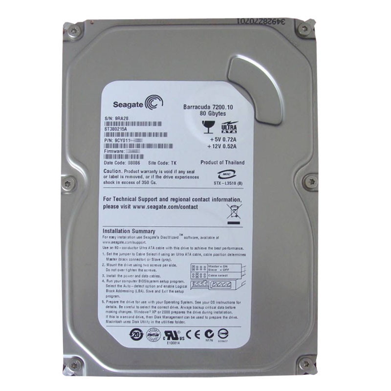 Seagate - 80GB 7.2K Ultra-IDE ATA/100 3.5" 2MB Cache Hard Drive - ST380215A